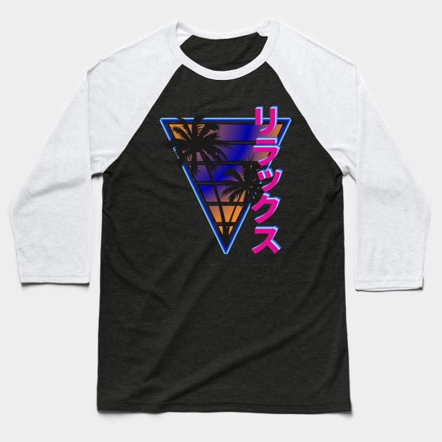 Relax - Synthwave Design Baseball T-Shirt by Brobocop